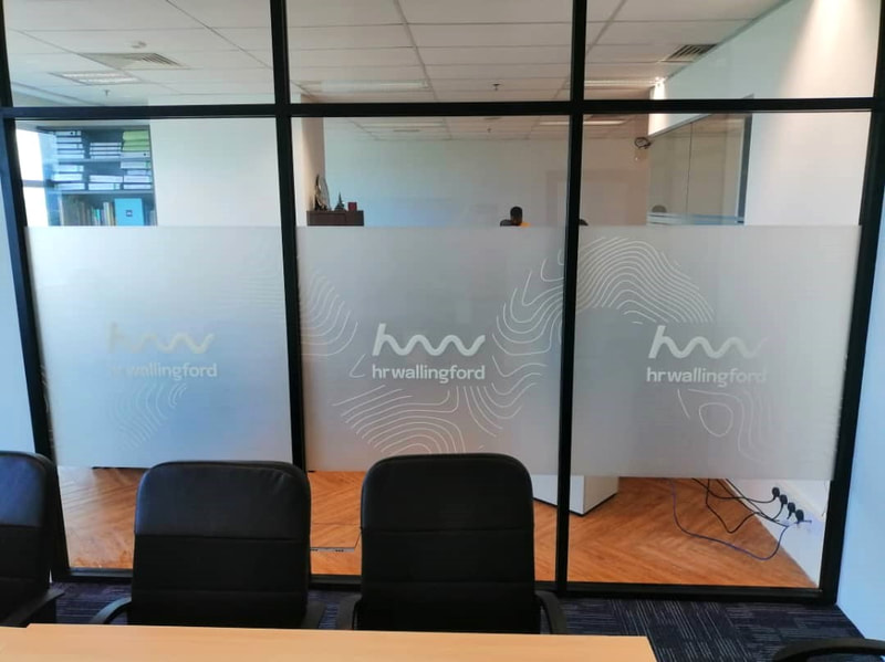 White Wave Printed Glass Frosted Sticker install in KL Malaysia